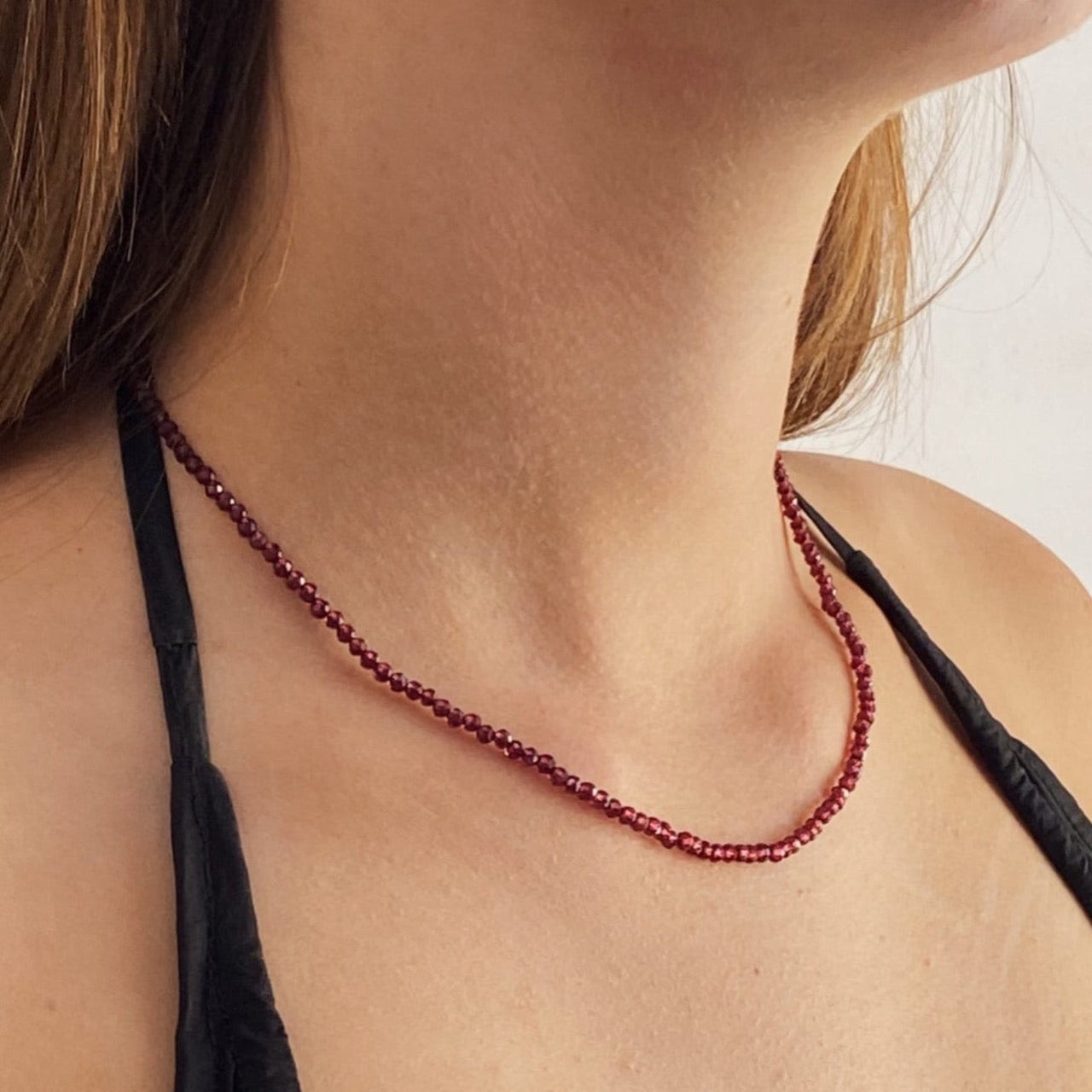 Sterling Silver Red Garnet Necklace - Empaness
