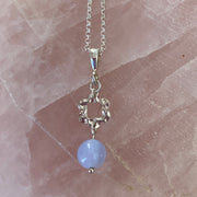 Sterling Silver Blue Lace Agate Necklace - Empaness