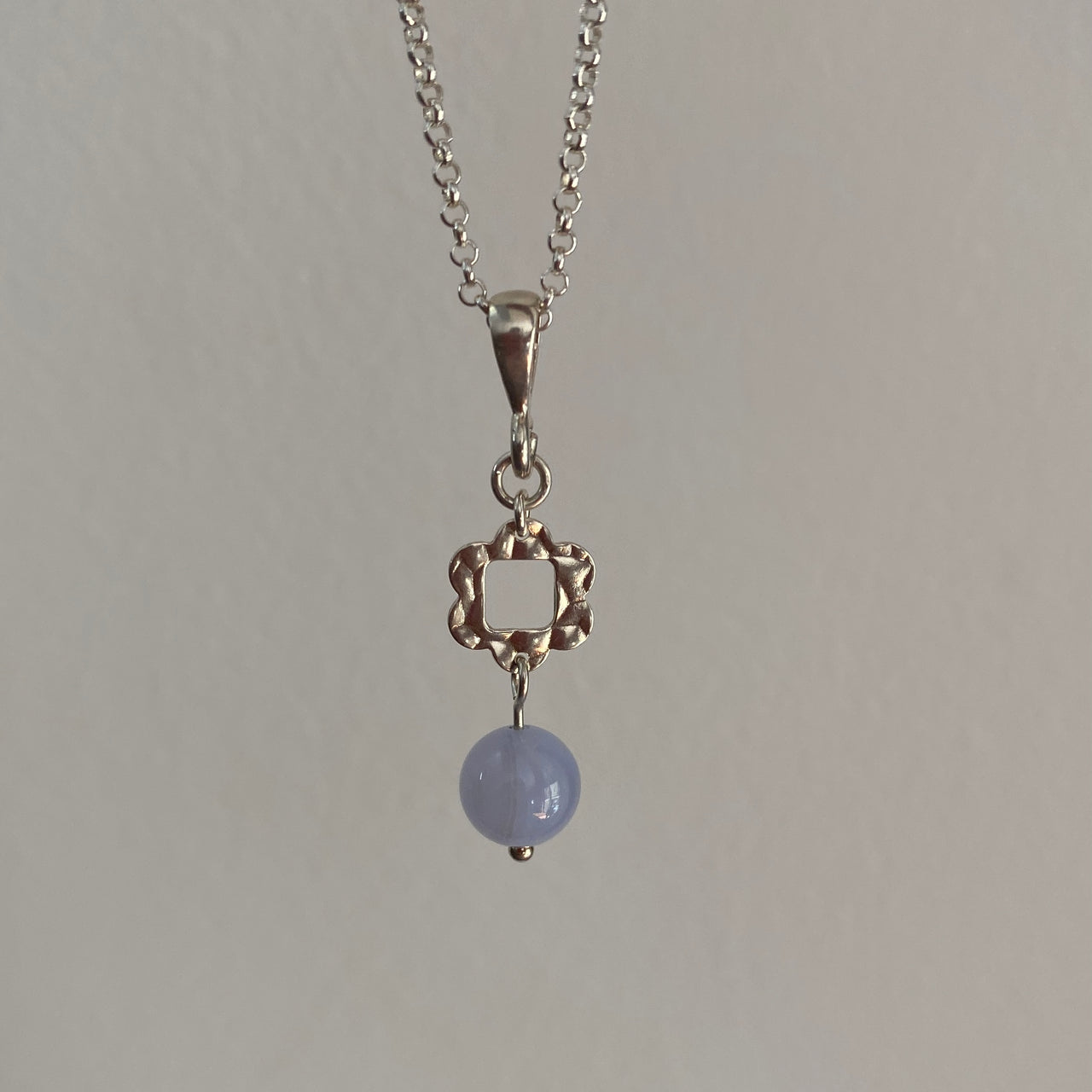 Sterling Silver Blue Lace Agate Necklace - Empaness