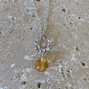 Sterling Silver Citrine & Flower Charm Necklace - Empaness