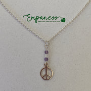 Peace Charm, Moonstone & Amethyst Sterling Silver Necklace - Empaness