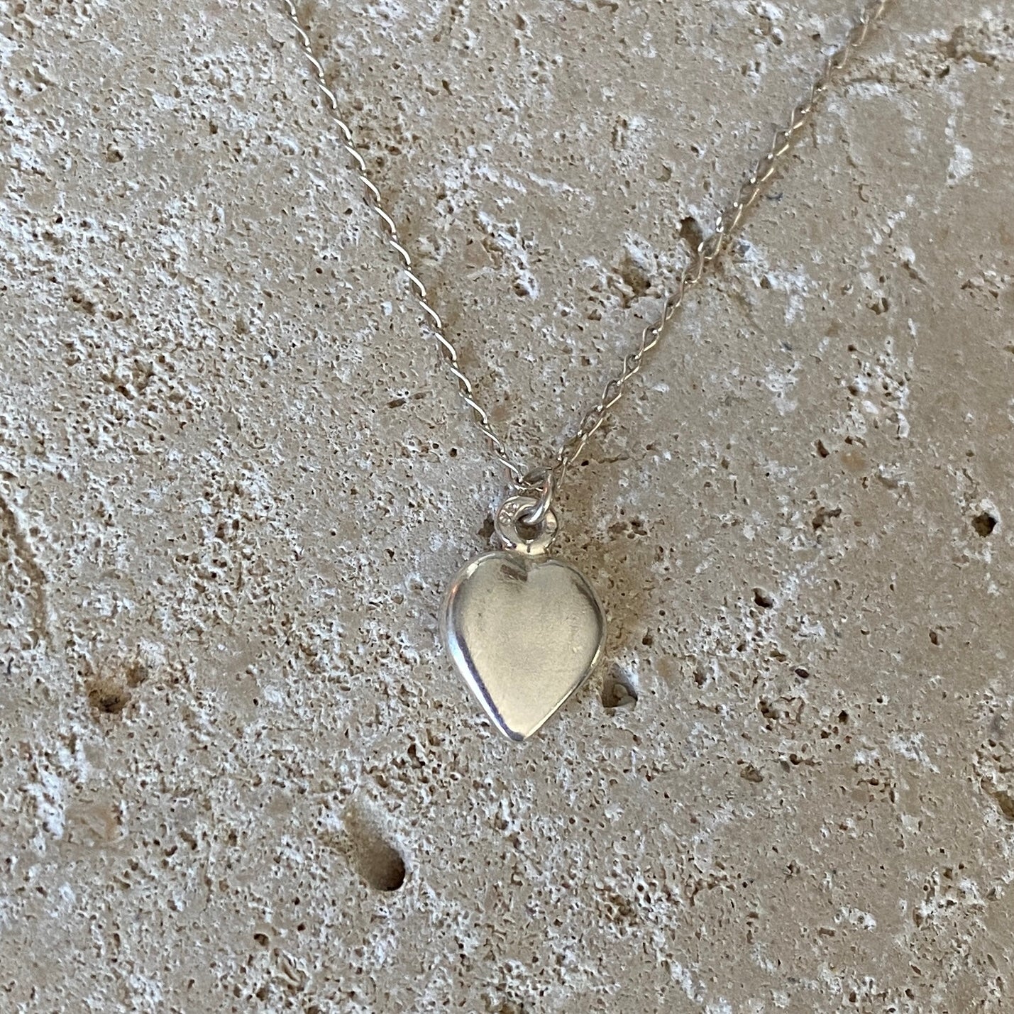 Sterling Silver Puff Heart Charm Necklace - Empaness