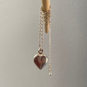 Sterling Silver Puff Heart Charm Necklace - Empaness