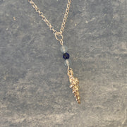 Sterling Silver Shell Charm, lapis Lazuli & Aquamarine Necklace - Empaness