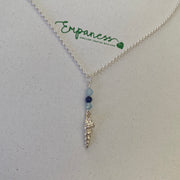 Sterling Silver Shell Charm, lapis Lazuli & Aquamarine Necklace - Empaness