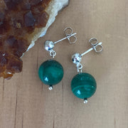 Malachite Sterling Silver Stud Drop Earrings - Empaness