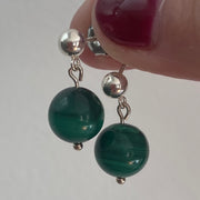 Malachite Sterling Silver Stud Drop Earrings - Empaness