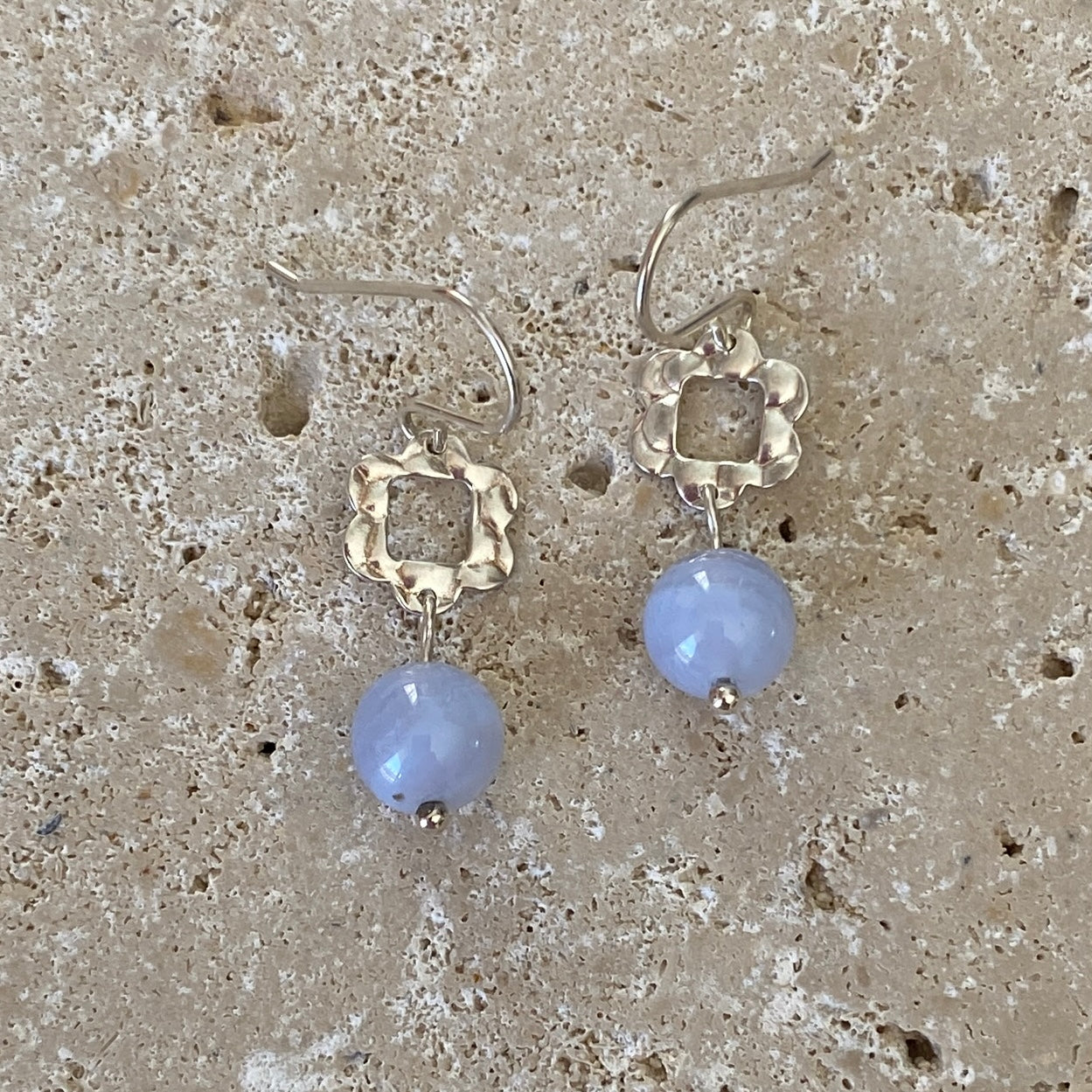 Sterling Silver Blue Lace Agate Earrings - Empaness