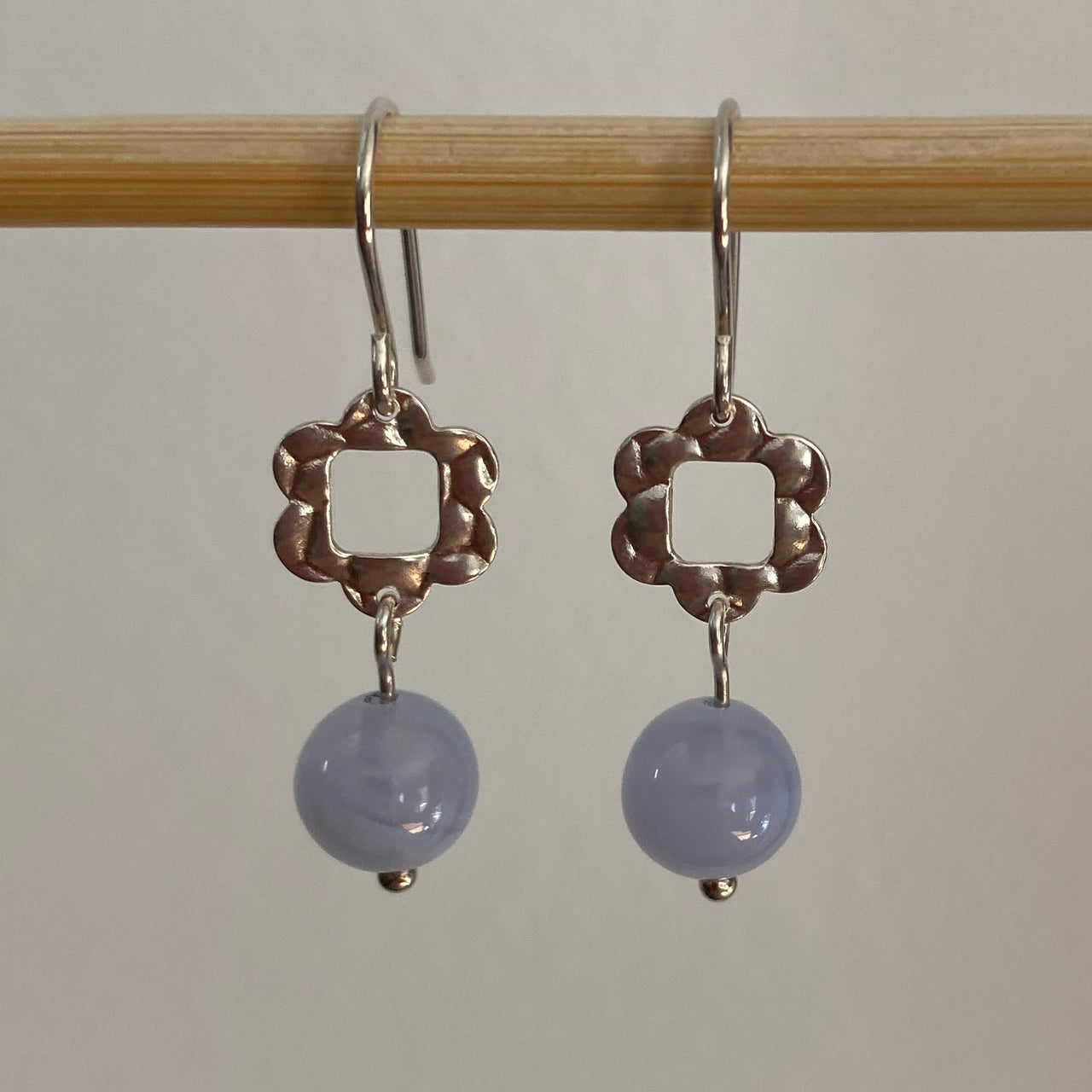 Sterling Silver Blue Lace Agate Earrings - Empaness
