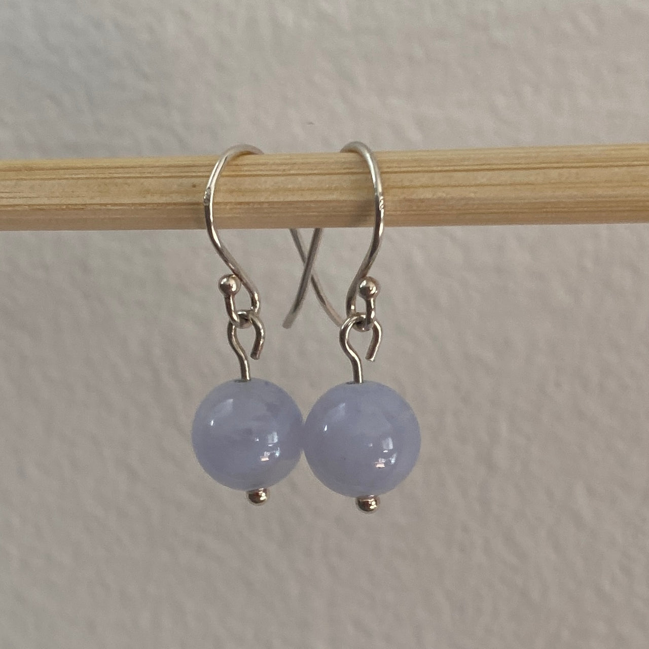 Blue Lace Agate Sterling Silver Dangle Earrings