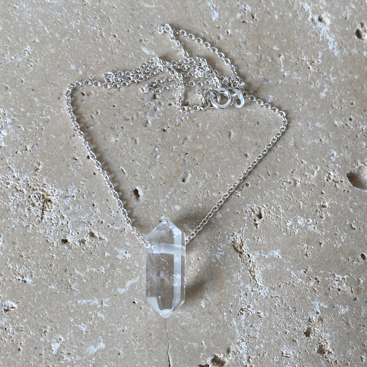 Sterling Silver Clear Quartz Point Pendant Necklace - Empaness