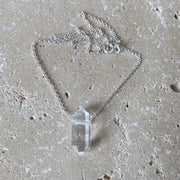 Sterling Silver Clear Quartz Point Pendant Necklace - Empaness