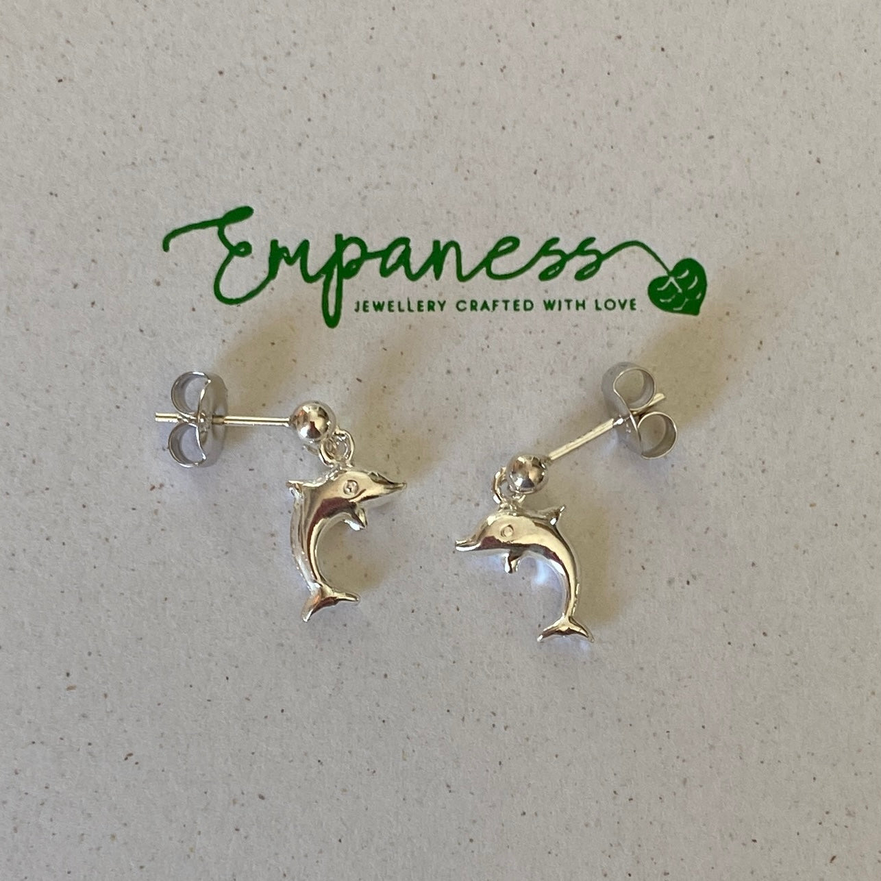 Sterling Silver Dolphin Ball Stud Earrings - Empaness