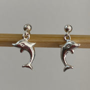 Sterling Silver Dolphin Ball Stud Earrings - Empaness