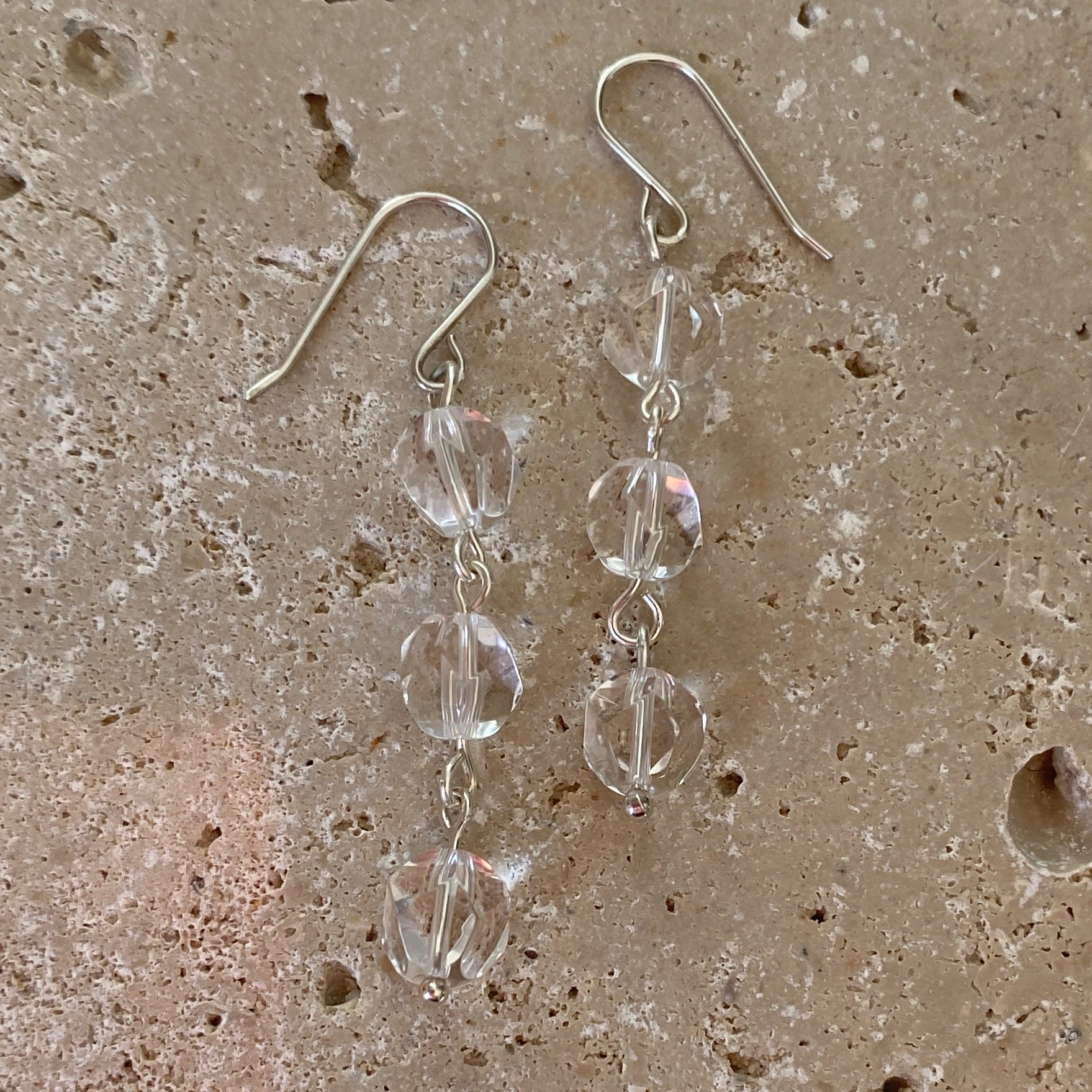 Faceted Clear Quartz Sterling Silver Earrings - Empaness