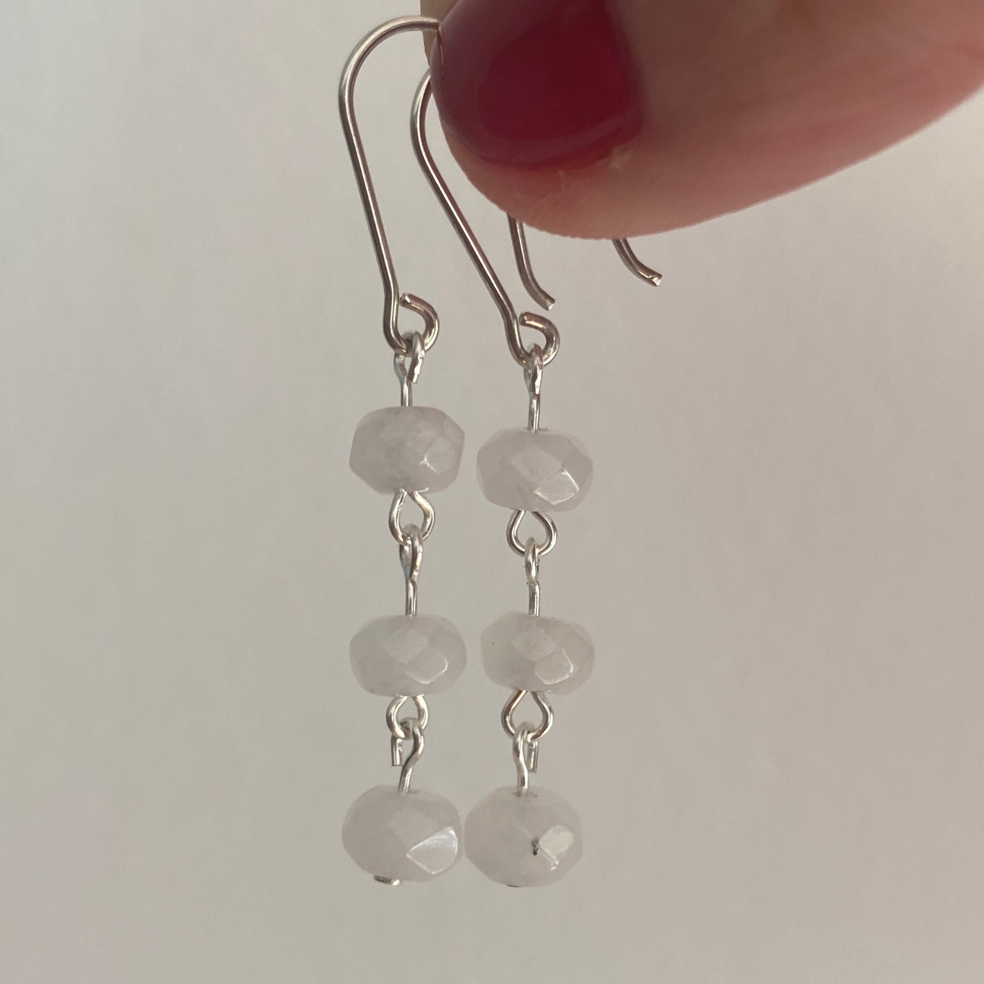 White Moonstone Sterling Silver Earrings - Empaness