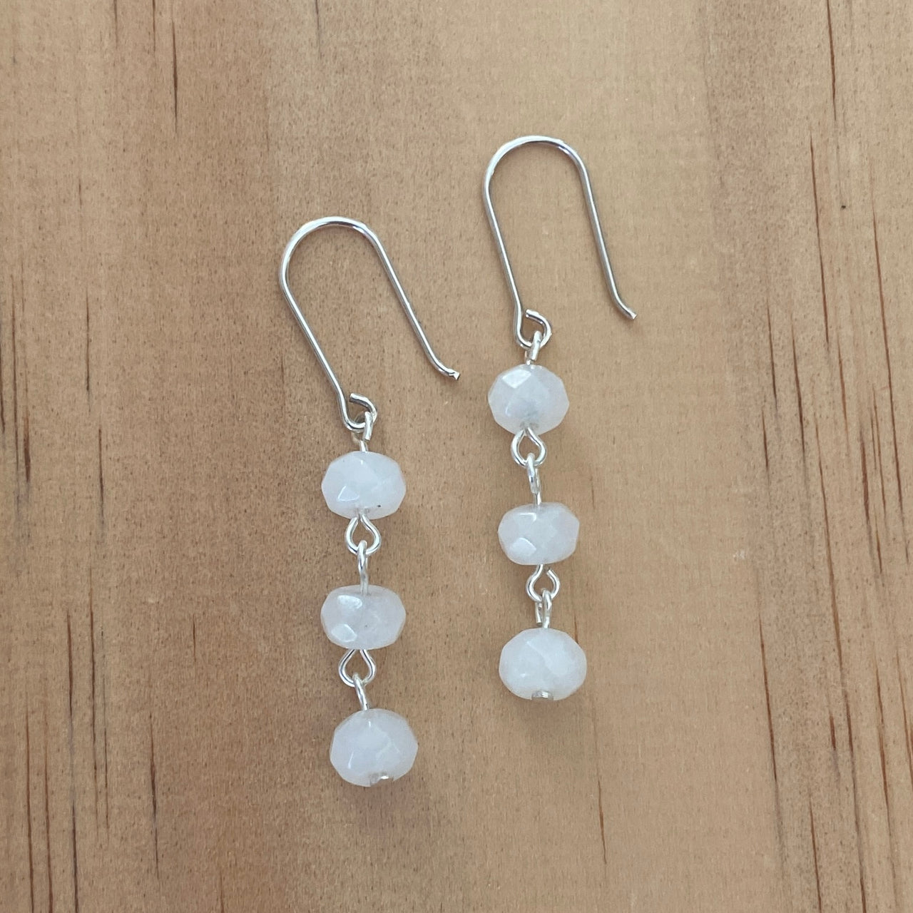 White Moonstone Sterling Silver Earrings - Empaness