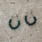 Sterling Silver Malachite Ball Stud Hoop Earrings - Empaness