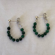 Sterling Silver Malachite Ball Stud Hoop Earrings - Empaness