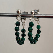 Sterling Silver Malachite Ball Stud Hoop Earrings - Empaness