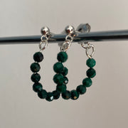 Sterling Silver Malachite Ball Stud Hoop Earrings - Empaness