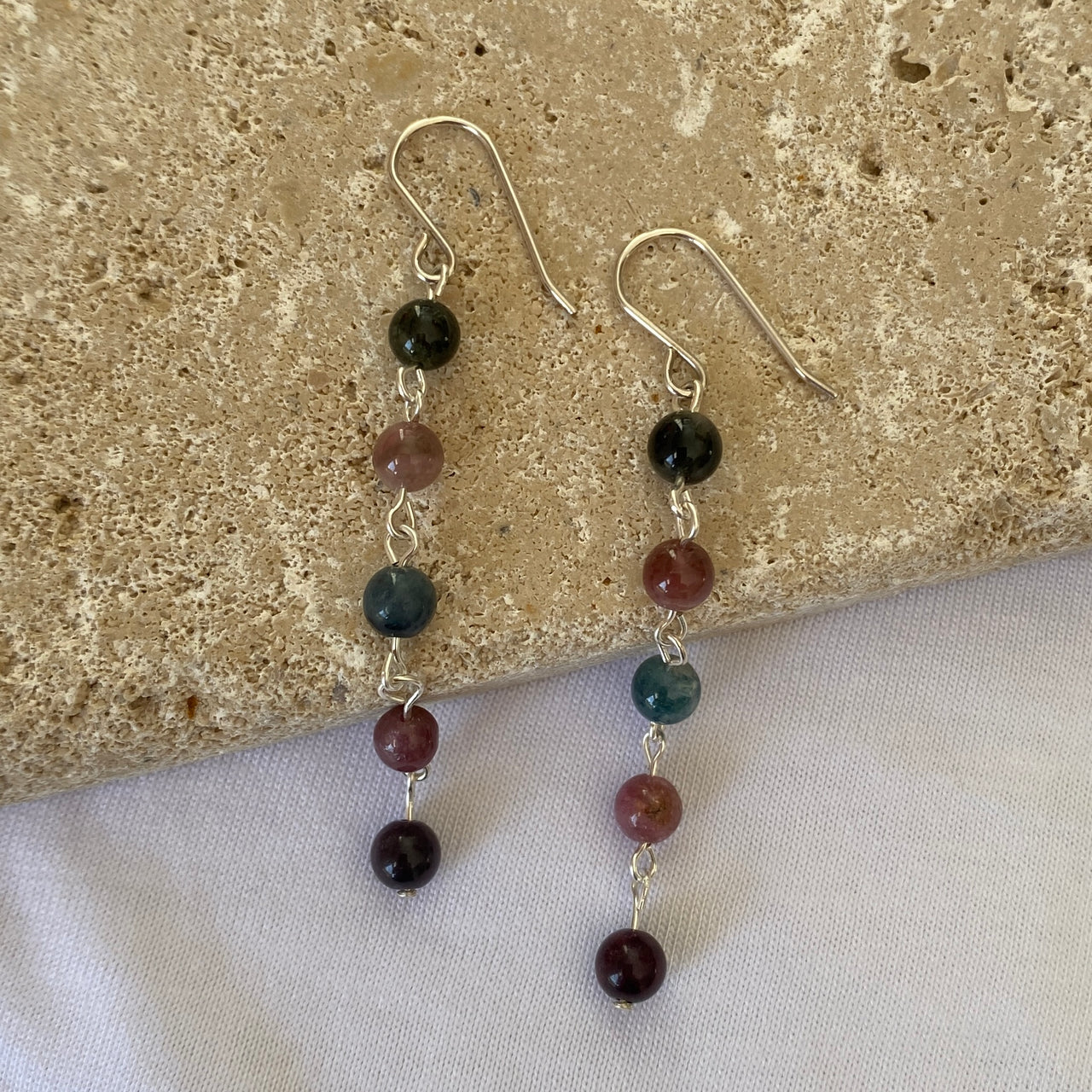 Sterling Silver Mixed Coloured Tourmaline Earrings - Empaness