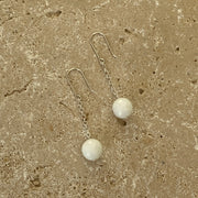 Sterling Silver White Onyx Belcher Chain Earrings - Empaness