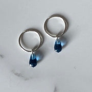 Cubic Zirconia London Blue Sterling Silver Hoop Earrings - Empaness