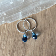 Cubic Zirconia London Blue Sterling Silver Hoop Earrings - Empaness