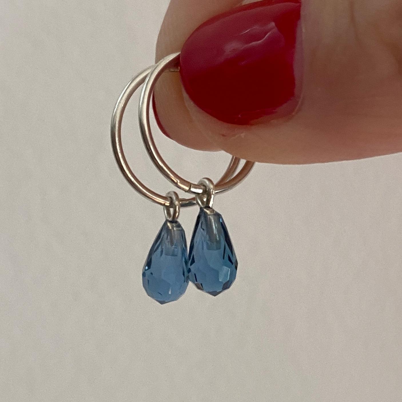 Cubic Zirconia London Blue Sterling Silver Hoop Earrings - Empaness