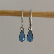 Cubic Zirconia London Blue Sterling Silver Hoop Earrings - Empaness