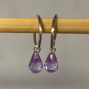 Cubic Zirconia Lavender Purple Sterling Silver Hoop Earrings - Empaness