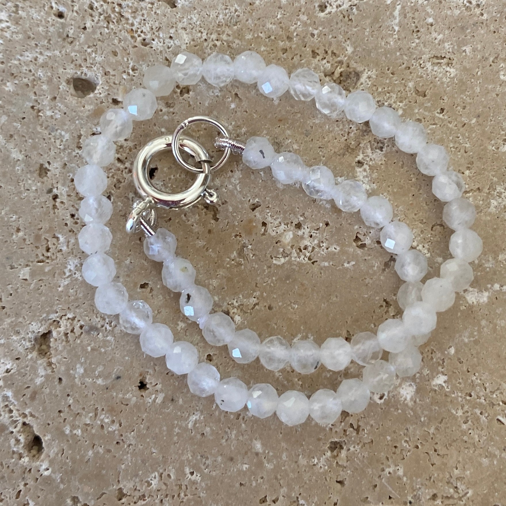 Sterling Silver Natural Rainbow Moonstone Bracelet - Empaness