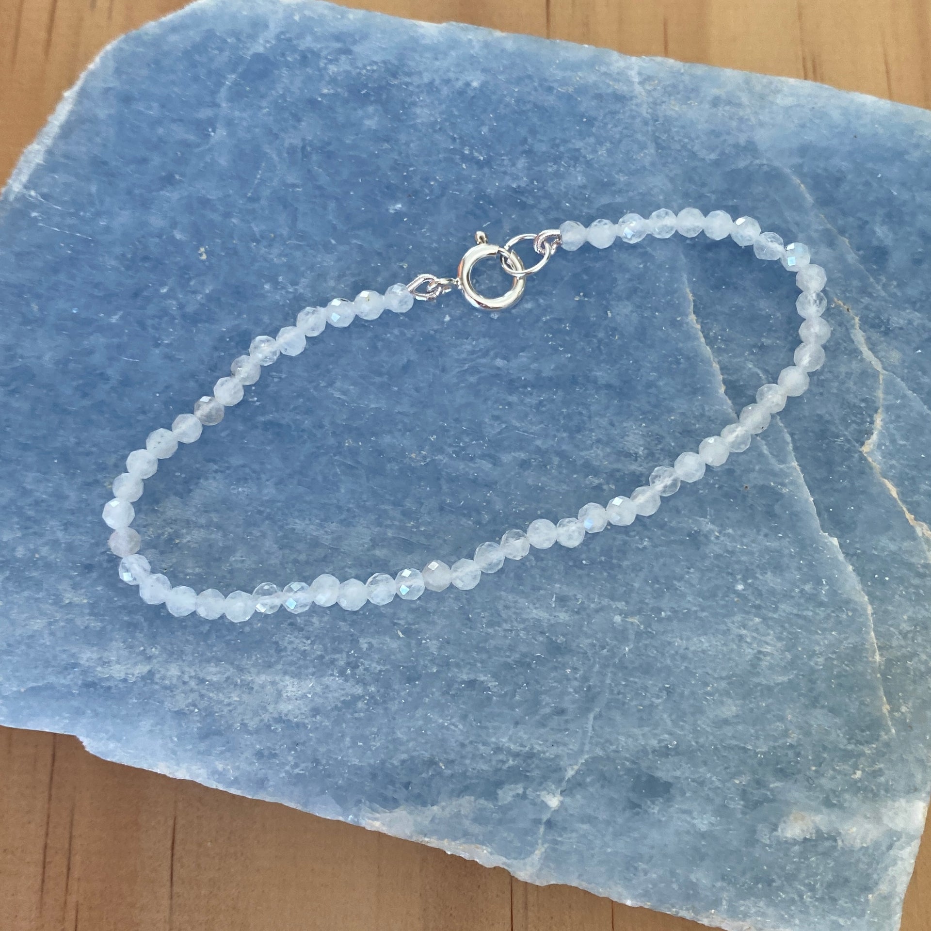 Sterling Silver Natural Rainbow Moonstone Bracelet - Empaness