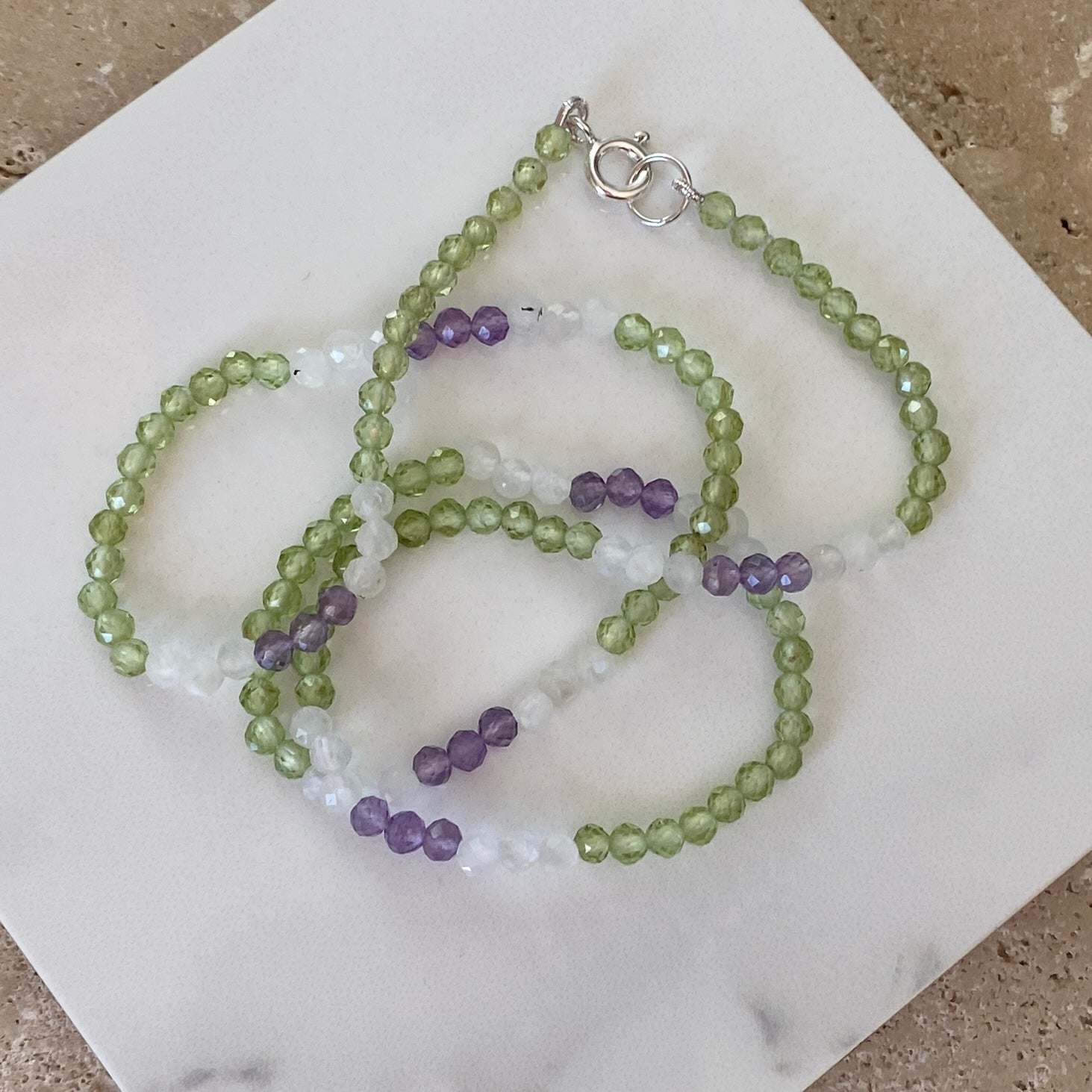 Peridot, Amethyst & Moonstone Sterling Silver Necklace - Empaness