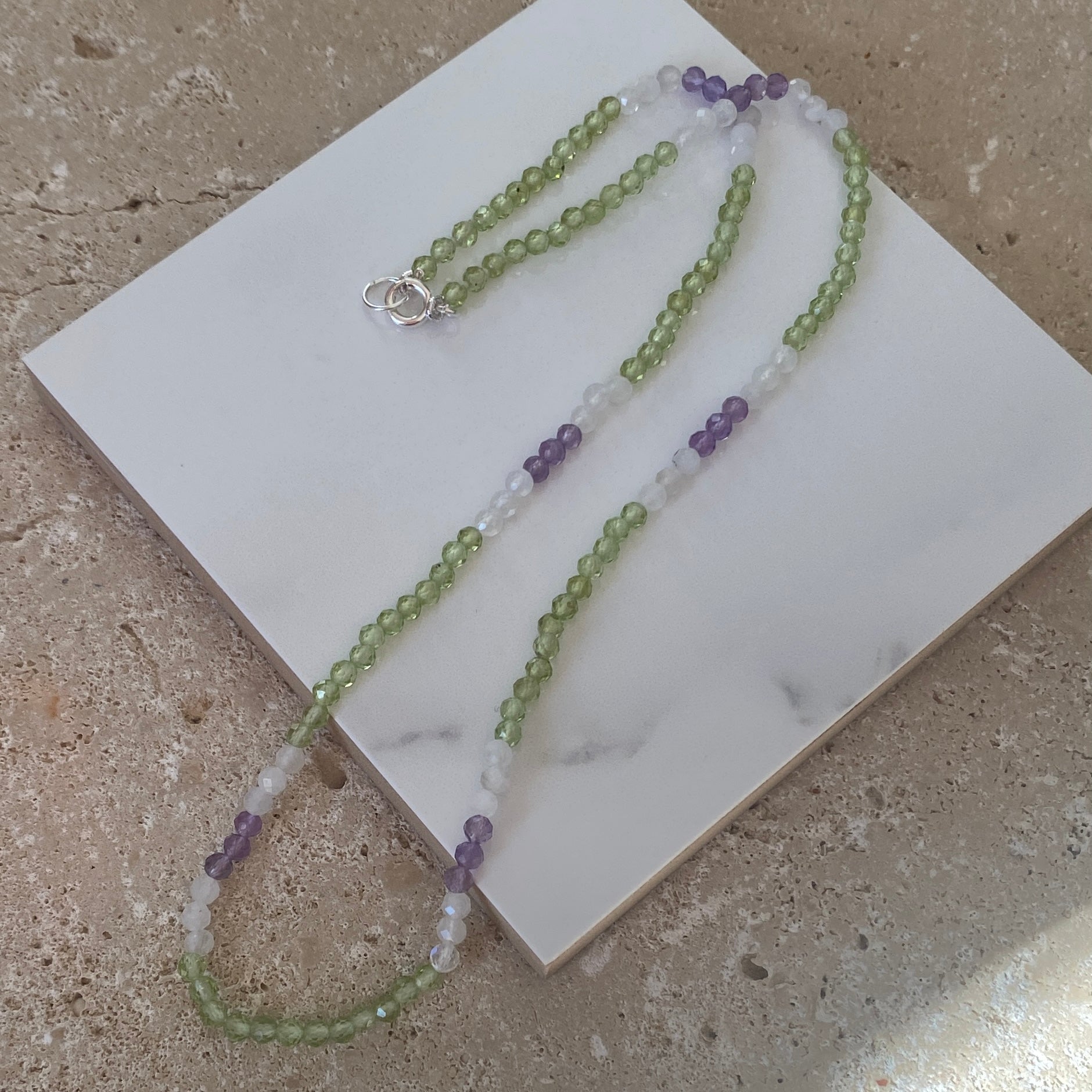 Peridot, Amethyst & Moonstone Sterling Silver Necklace - Empaness