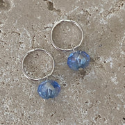 Sterling Silver Blue Crystal Sleeper Hoop Earrings - Empaness