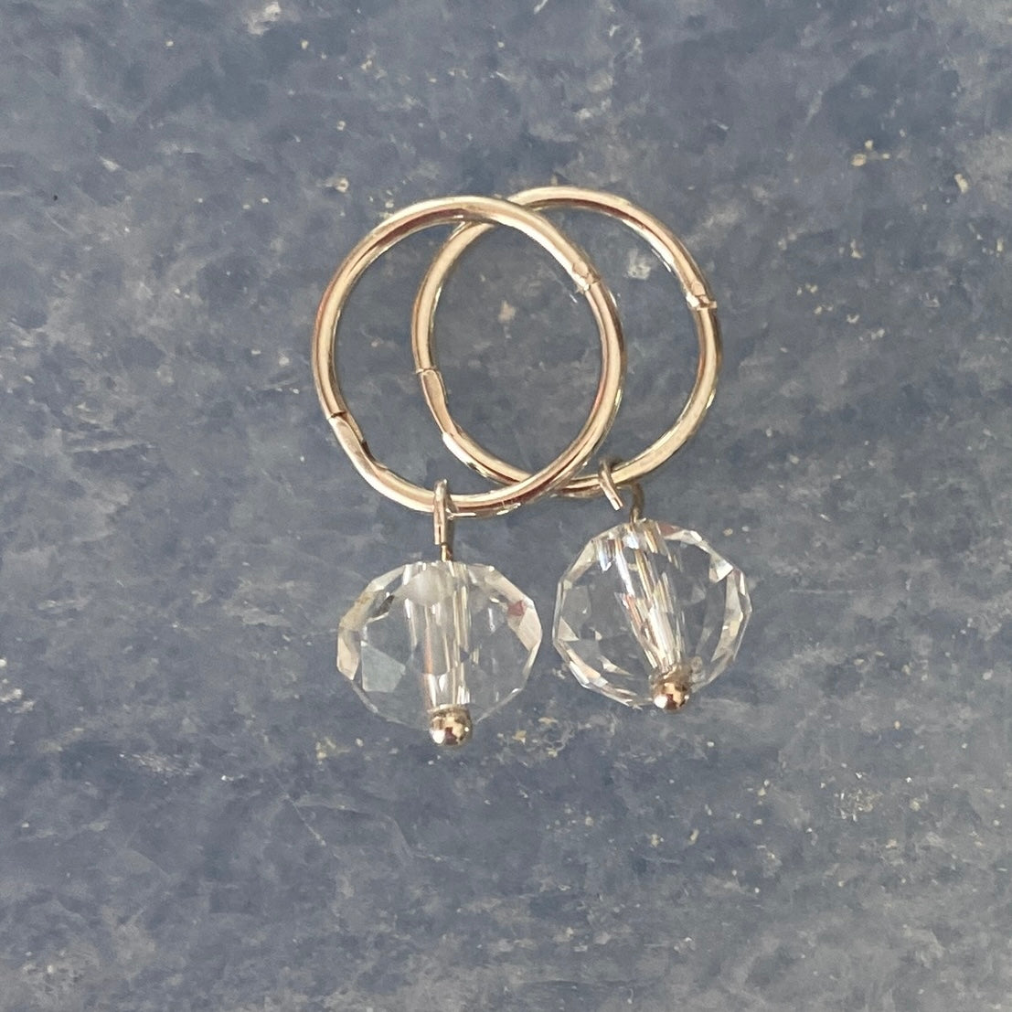 Clear Crystal Sterling Silver Sleeper Hoop Earrings