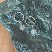 White Moonstone Sterling Silver Sleeper Hoop Earrings - Empaness