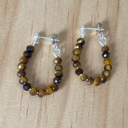 Sterling Silver Tigers Eye Ball Stud Hoop Earrings - Empaness