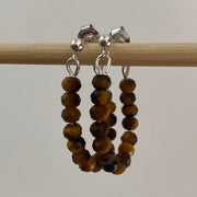 Sterling Silver Tigers Eye Ball Stud Hoop Earrings - Empaness