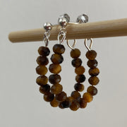 Sterling Silver Tigers Eye Ball Stud Hoop Earrings - Empaness