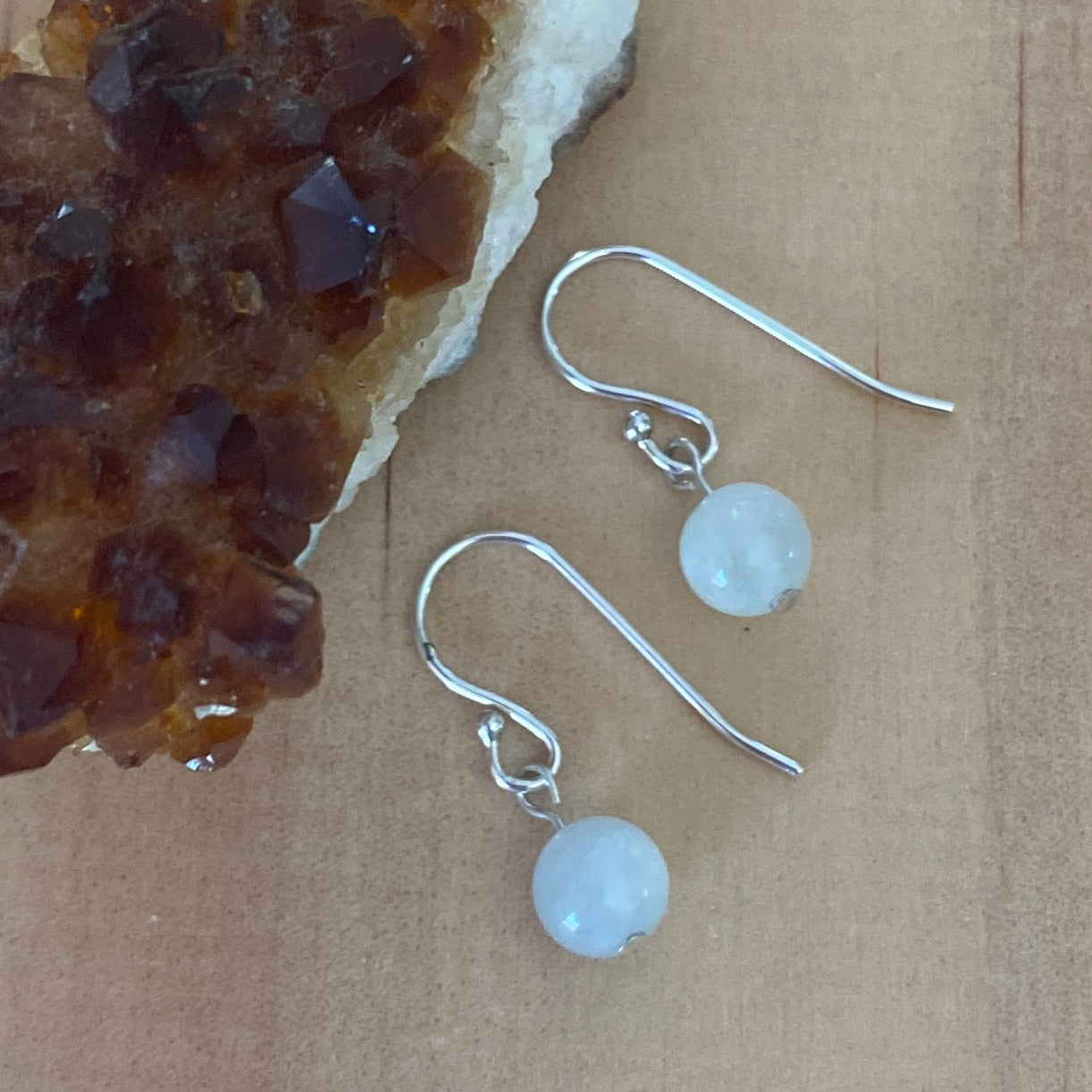 White Moonstone Sterling Silver Dangle Earrings - Empaness