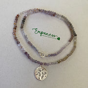 Rare Natural Auralite & Tree Of Life Charm Sterling Silver Necklace - Empaness