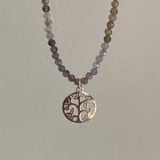 Rare Natural Auralite & Tree Of Life Charm Sterling Silver Necklace - Empaness