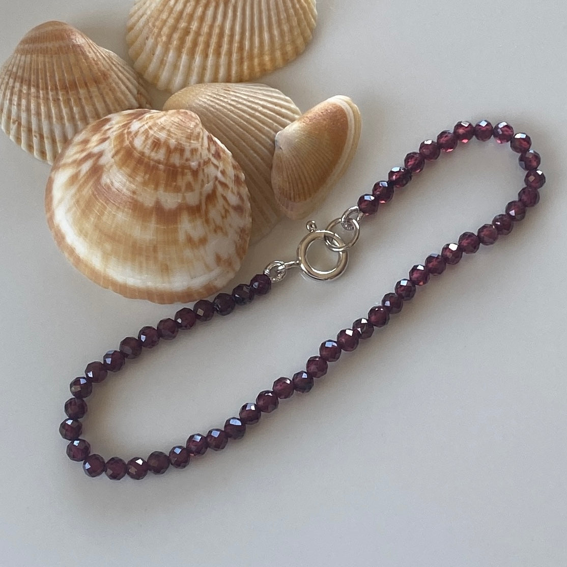 Sterling Silver Red Garnet Bracelet