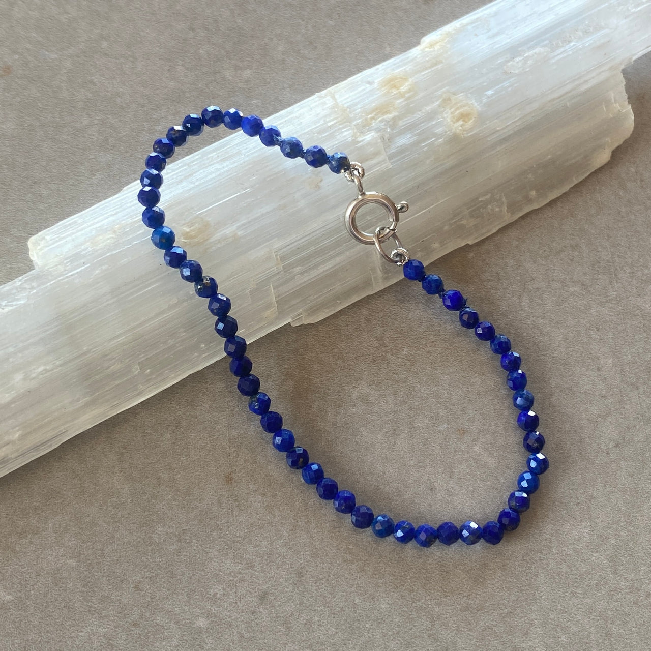 Sterling Silver Faceted Lapis Lazuli Handmade Bracelet