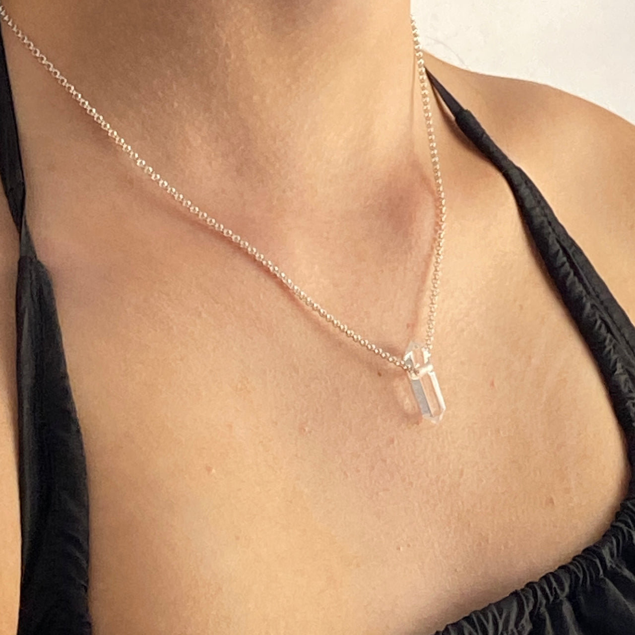 Sterling Silver Clear Quartz Point Necklace - Empaness