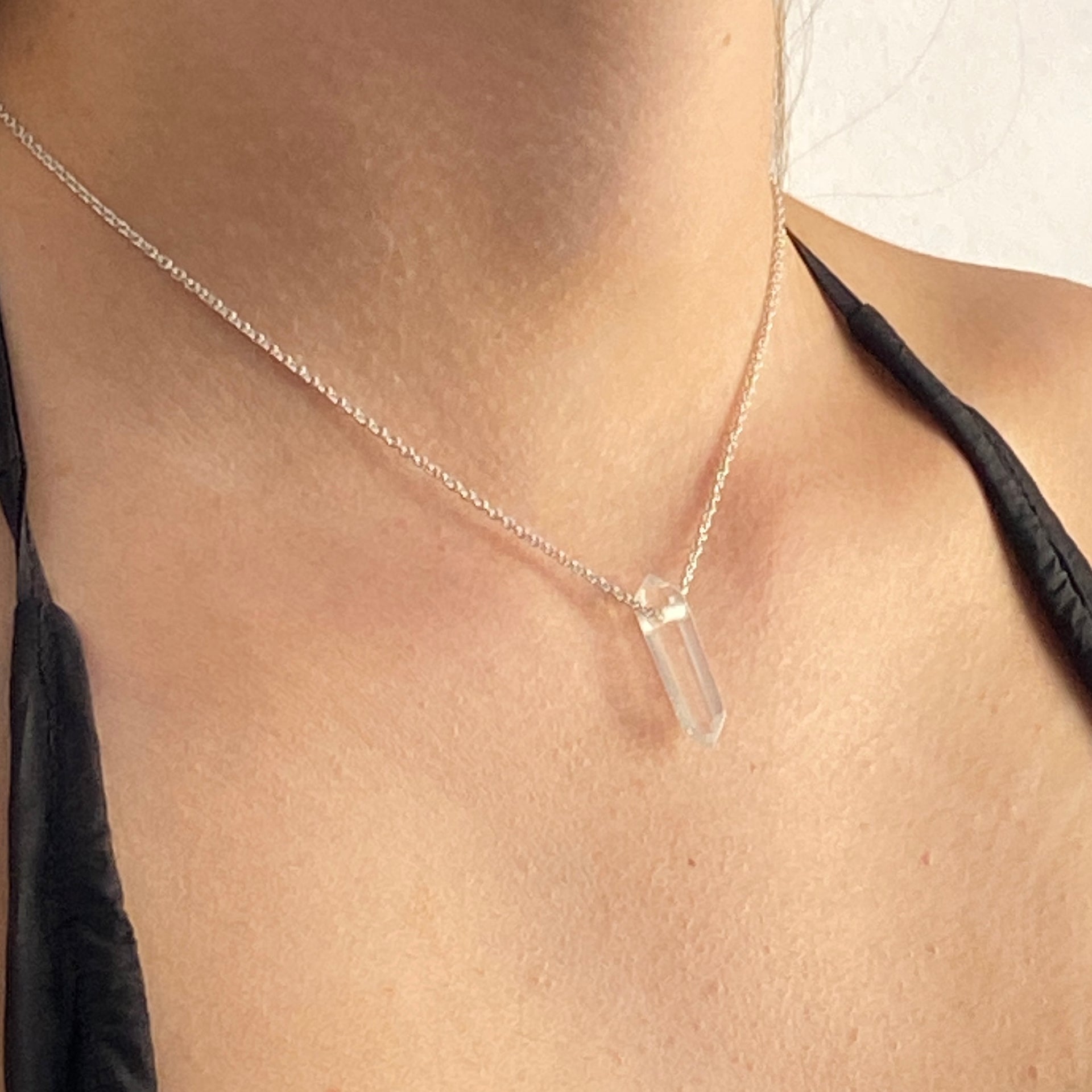 Sterling Silver Clear Quartz Point Pendant Necklace - Empaness