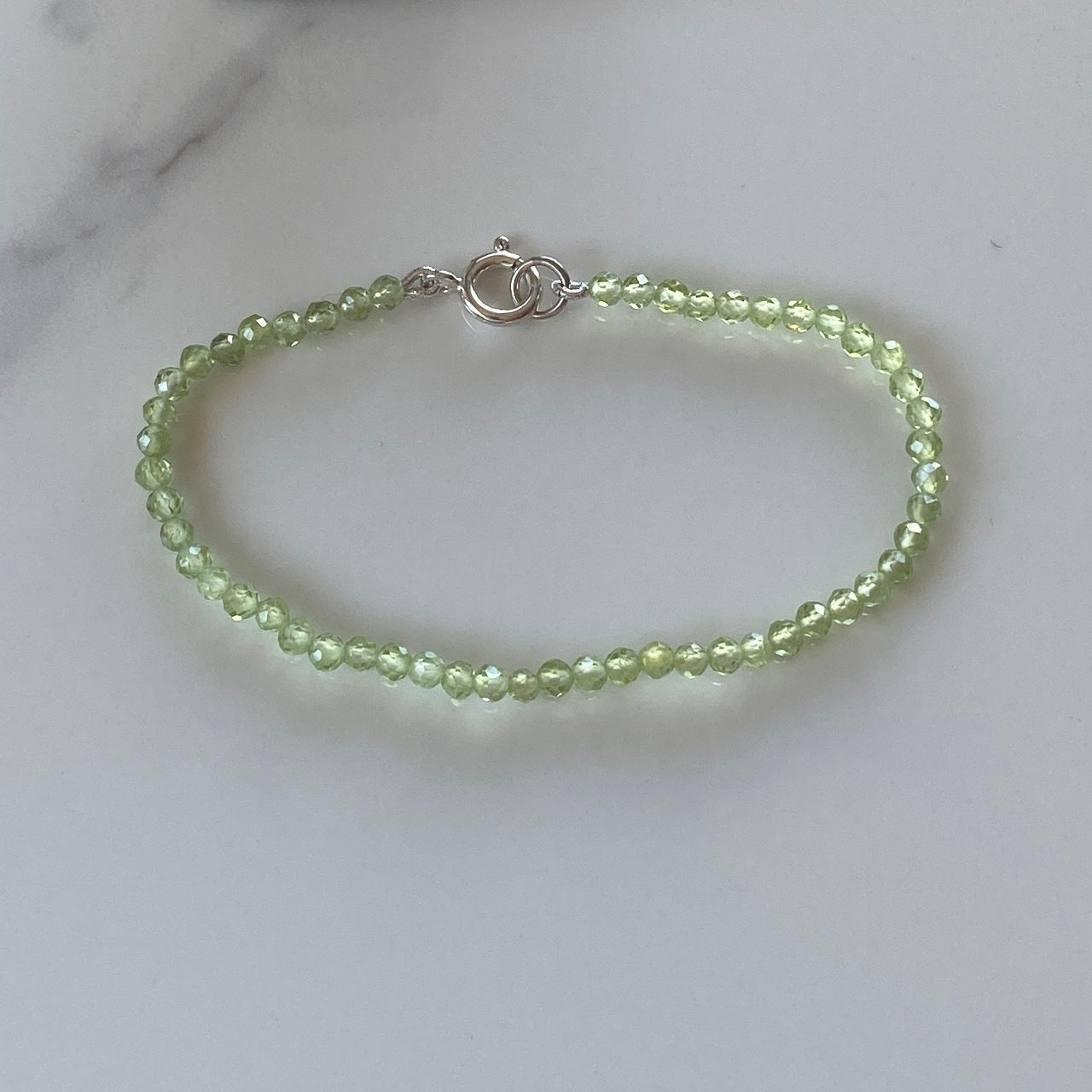 Sterling Silver Handmade Faceted Peridot Gemstone Bracelet